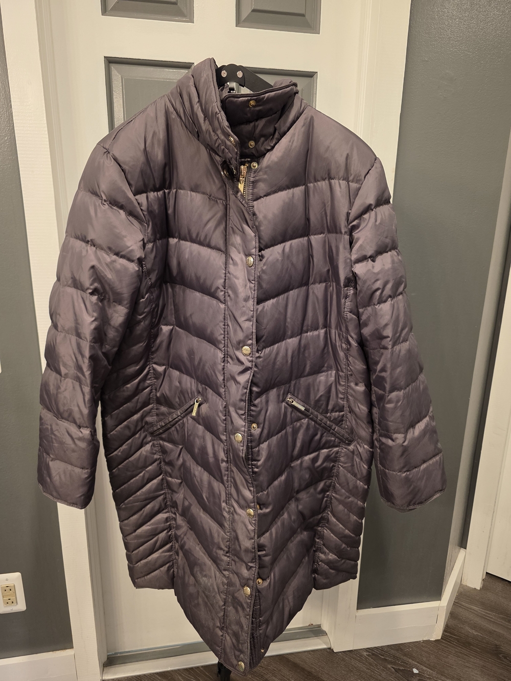 MICHAEL Michael Kors Quilted Long Puffer Coat in Gray